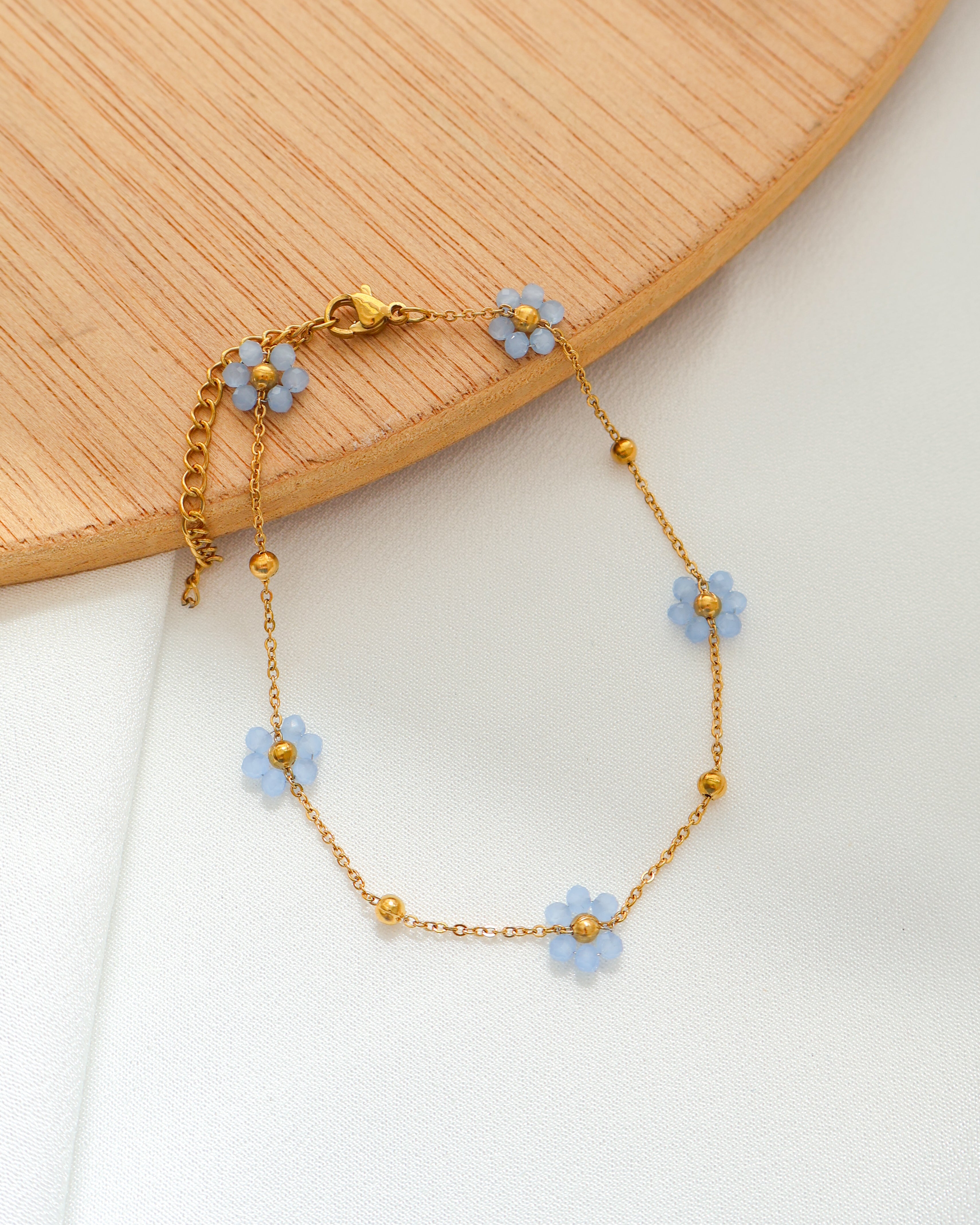Pulseira de pé - Flores azuis