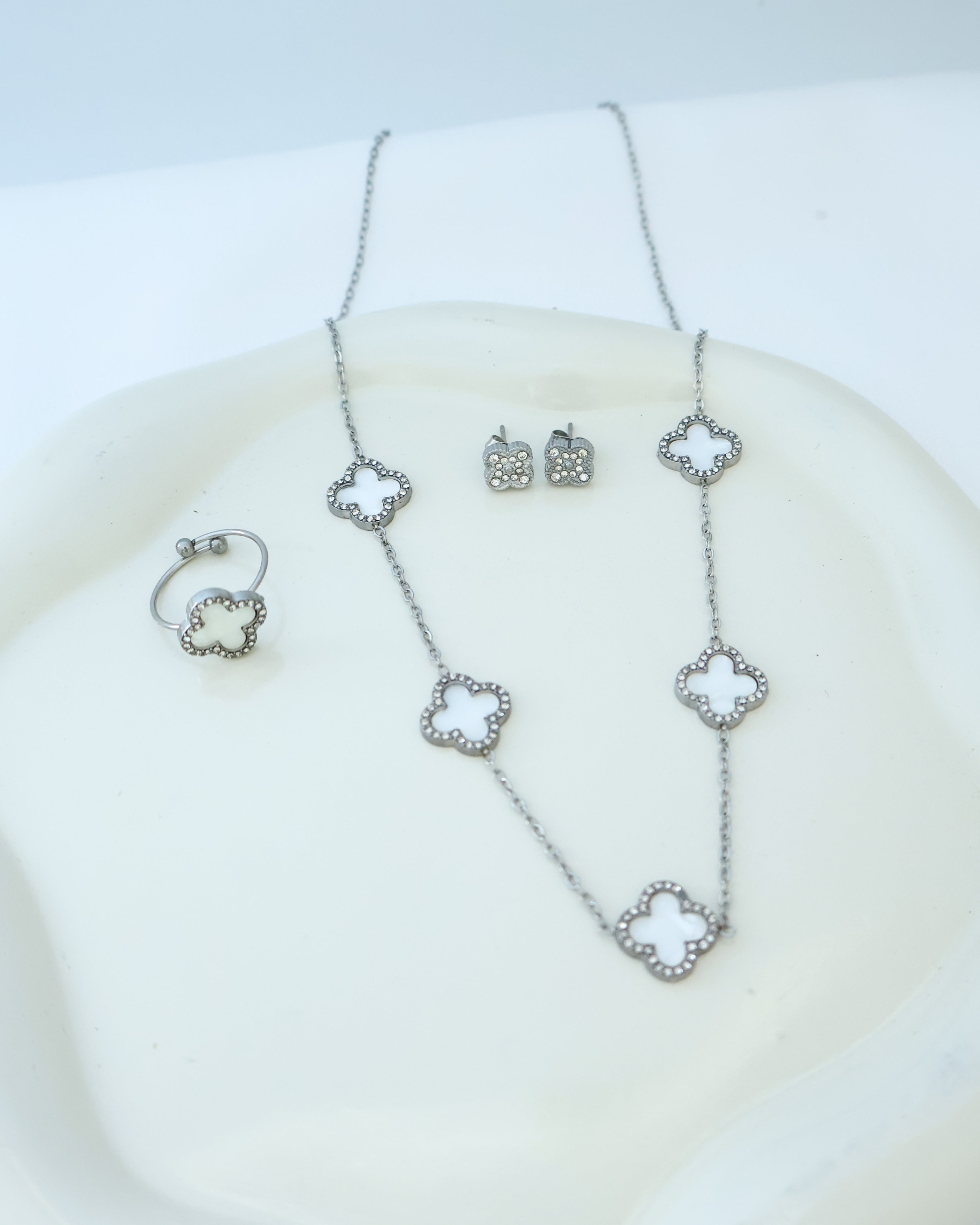 Conjunto Aurea - Branco brilhante